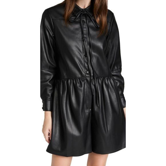 Rebecca Taylor Pants - NWT - Rebecca Taylor Black Vegan Leather Romper - Women's 10